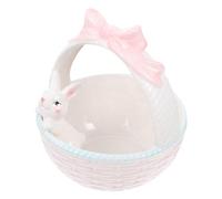 BESTYASH Ceramic Easter Bunny Basket 16x15.5x18.3cm Cartoon Fruit and Candy Holder Multi-Function Home Supply Decorative Basket for Holiday Parties