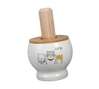 BESTYASH Ceramic Garlic Grinding Bowl and Pestle with Ergonomic Design Cartoon Pattern for Kitchen Seasoning and Spice Crushing Suitable for Home and Use