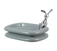 BESTYASH Ceramic Soap Dish with Cute Bunny Design Small Gray Porcelain Soap Holder Suitable for Bathroom and Shower Countertops