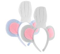 BESTYASH Chef Mouse Ears Headband with Mini Chef Hat, 2Pcs Cartoon Mouse Ear Costume Accessory for Kitchen Party, Theatrical Cosplay, School Plays, Unisex Blue and Grey Set