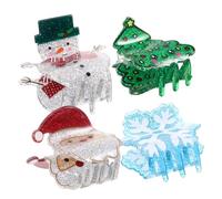BESTYASH Christmas Hair Clips 4pcs Small Claw Clips Festive Red Santa Snowman Snowflake Tree Designs Hair Accessories for Women Holiday Party Styling