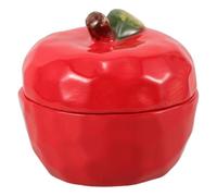 BESTYASH Christmas Red Apple Ceramic Storage Jar with Lid Multipurpose Porcelain Container for Candle Holder Candy Tea and Kitchen Storage Sealed Canister for Holiday Decor and DIY
