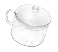 BESTYASH Clear Borosilicate Glass Stew Pot with Lid and Side Handles Heat Resistant Ramen Noodle Bowl Cookware for Stove Top Visible Cooking Process and Easy to Clean