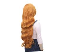 BESTYASH Colorful Long Wave Curly Hair Wig with Bangs Orange Cosplay Wig for Women Comfortable Lace Front Design for Daily Wear and Stage Performance