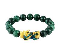 BESTYASH Creative Green Blue Gemstone and Elastic Rope Buddhist Beads Bracelet with Eye-catching Design, Suitable for Daily Life Wearing, Accessory or Concert