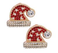 BESTYASH Crystal Santa Hat Earrings for Women Lightweight Drip Oil Coated Metal Holiday Jewelry Vibrant Rhinestone Christmas Party Favor Accessories