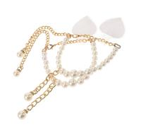 BESTYASH Detachable Pearl Beaded Shoe Straps Anti-loose High Heel Shoe Band with Self-adhesive Heel Cushion for Secure Fit and Easy Installation Women Non-slip Ankle Straps for Pumps and