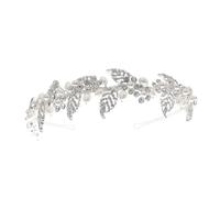 BESTYASH Diamond Inlaid Rhinestone Leaves Headdress Headband for Women Silver Elegant Hair Decoration and Chic Hair Accessory for All Ages Unique Style