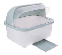 BESTYASH Dish Drainer Space Saving Compact Storage Covered for Kitchen Utensils White Box and Spacious Interior with Flip Design Keeps Kitchenware Clean and Dry for 3-4 People