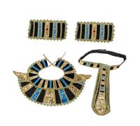 BESTYASH Egyptian Pharaoh Costume Accessories Set Gold Pharaoh Hat Collar and Wristbands for Men for Halloween Cosplay and Stage Performances