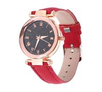 BESTYASH Elegant Female Leather Watch with Roman Dial and Polygonal Glass Mirror, Lightweight Leather Strap Watch for Women, Easy to Wear and Take, for Holidays and Birthday Gifts