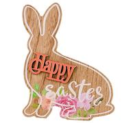 BESTYASH Festive Wooden Easter Table Decor Centerpiece Sign Red Happy Bunny Craft for Party Home Mall Decoration Photo Prop for Family Friends Celebration