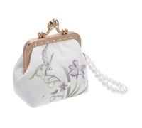 BESTYASH Floral Embroidery Clutch Purse for Women Small Makeup Bag with Double Clasp and Simulated Pearl Accents Versatile Change Purse for Evening Events Daily Use and Travel