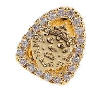 BESTYASH Gold Tooth Hollow Carving Decorative Mouth Jewelry for Cosplay Metal Teeth Grills Animal Lion Pattern Fake Grill for Rapper