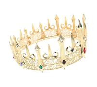 BESTYASH Gothic Alloy King Crown for Men with Rhinestones Durable Retro Headpiece for Masquerade Prom Historical Plays Handcrafted Comfortable Fit