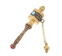 BESTYASH Hand-cranked Tibetan Buddhist Prayer Wheel Pendant, Pure Copper Six-character Chant Car Hanging Ornament, Gold Religious Home and Car Decor, Spiritual Adornment
