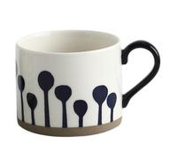 BESTYASH Hand-Painted Ceramic Mug with Blue Floral Design Wide Mouth Water Cup for Milk Juice and Coffee Creative Drinking Cup with Rounded Rim for Comfortable Use