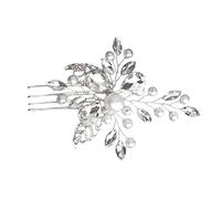 BESTYASH Handmade Pearl Tiara Simple Diamond-decorated Alloy Hair Comb Hair Prop Stylish Headdress
