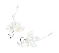BESTYASH Handmade Teardrop Crystal Tassel Earrings for Brides Non-pierced Women Wedding Jewelry Lightweight Rhinestone Dangle Accessories for Party and Bridal Elegance