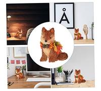 BESTYASH Handmade Wooden Fox Figurine Miniature Garden Statue Desktop Decoration for Home Xmas Holiday Collectible Animal Ornament