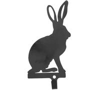 BESTYASH Heavy Duty Black Iron Bunny Wall Hook with Fine Workmanship, Retro Coat Holder for Balcony and Study, Vintage Style Metal Rabbit-Shaped Hook for Clothes and Keys