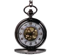 BESTYASH Hollow Pocket Watch Chain Vintage Style Black Gold Quartz Movement Elegant Pendant Watch for Women Men Christmas
