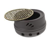 BESTYASH Hollow Stainless Steel Tea Light Warmer with Japanese Style Hollow Teapot Design Compact Candle Heater Base for Safe Air Circulation and Home Decoration Black with Bronze Lid