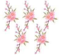 BESTYASH Iron-On Floral Embroidery Patches 5Pcs Plum Blossom Fabric Appliques for Clothes Mending and Decorative Accessories