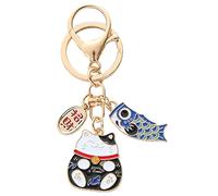 BESTYASH Japanese Style Cat Keychain Lucky Maneki Neko Bag Charm Key Ring for Backpack Decoration New Year 3.15 X 1.06 Inches