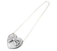 BESTYASH Kids Heart Shape Bowknot Crossbody Bag Pu Leather Silver Messenger Shoulder Bag for Toddlers School Dance Party 5.51X5.12X1.77 Inch