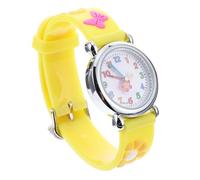BESTYASH Kids Silicone Band Cartoon Watch with Flowers Pattern Yellow Silicone Wrist Watch for Toddlers and Children Splash Resistant for Everyday Wear