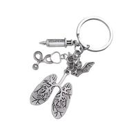 BESTYASH Lungs and Bat Pendant Keychain Creative Key Holder for Unique for Doctor's Day Keyring Bag Decoration Party Favor Ornaments