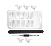 BESTYASH Manicure Extension Nail Mold Set 100 Pieces Crystal Clips Nail Templates Kit Double-ended Steel Cuticle Pusher Salon Use