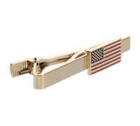 BESTYASH Men’s Gold Tone Copper American Flag Tie Clip Bar, Patriotic US Flag Accessory for Business, Weddings, and Formal Events
