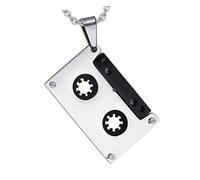 BESTYASH Mens Hip Hop Titanium Steel Pendant Necklace Retro Music Cassette Tape Design for Men and Boys Fashion Jewelry for Parties and Casual Wear