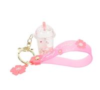 BESTYASH Milk Tea Cup Floating Bunny Keychain Cute Rabbit Pendant for Bags DIY Backpack Decoration Adorable Quicksand Bottle Keychain Ornament