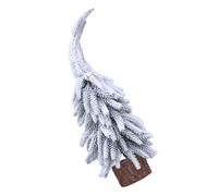 BESTYASH Mini Cedar Christmas Tree with Natural Wooden Base Tilted Snow Flocked Pine Tabletop Decoration for Holiday Desk Ornament and Playful Christmas Scene Accent Medium