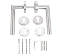 BESTYASH Modern Round Passage Door Lever Handle Set 2 Pcs in Silver Stainless Steel Heavy Duty Right Angle Door Handles for Fits Contemporary Style