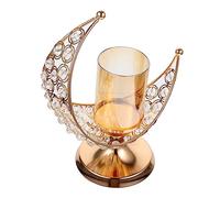 BESTYASH Moon Candle Holder Elegant Tealight Stand for Weddings Parties and Home Decor Compact Design for Romantic Atmosphere Gold Plated Crystal Decoration