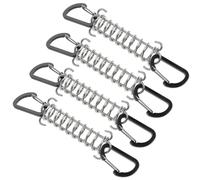 BESTYASH Multi-Function Tent Spring Buckles with Hooks and Shock Absorbing Tension Springs 4 Pack Portable Rope Tighteners for Hiking and Camping Tents