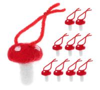 BESTYASH Mushroom Ornaments for Making Garland and Headdress 10pcs Red Soft Texture Wool Felt Multifunctional DIY Crafts Material for Families and Friends Creating Hair Accessories
