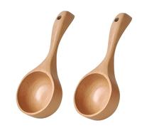 BESTYASH Natural Wood Water Ladle with Hanging Kitchen Scoop Spoon for Rice Coffee Beans Soup Practical Wooden Cooking Utensil in Log Color for Home and