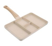BESTYASH Non-Stick Maifan Stone Egg Frying Pan with Anti-scalding Handle Multi-Section Design for Bacon Sausage Steak and Chicken Breast Cooking Convenient Kitchen Pan for Breakfast and