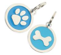 BESTYASH Pet Identity Tags with Strong Secure Closure for Dog Collar 2pcs Metal Round Name Tags Simple Appearance Design Suitable for Pet Outdoor Use