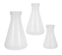 BESTYASH Plastic Chemistry Flask Trio Graduated Narrow Mouth Conical Flasks with Screw Caps for Educational Science Experiments (100Ml, 250Ml, 500Ml)
