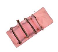 BESTYASH Portable Four Compartment Toiletry Bag Durable Zippered Makeup Organizer Pouch for Travel and Daily Use Lightweight Cosmetic Storage in Pink