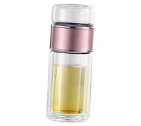 BESTYASH Portable Glass Tea Infuser Bottle with Strainer Lightweight High Temperature Resistant Tea Tumbler for Travel and Daily Use Rose Gold Design
