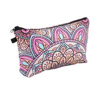 BESTYASH Portable Makeup Pouch with Mandala Flowers Zippered Toiletry Organizer for Travel Compact Multipurpose Cosmetic Bag for Women Premium Polyester for Coin Change Storage