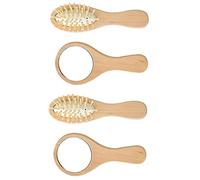 BESTYASH Portable Mirror Comb Set 4pcs Travel Wooden Hair Comb Massage Brush Makeup Vanity Mirror Kit for Men and Women Compact Mini Handheld Grooming Accessories