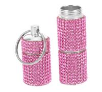 BESTYASH Portable Rhinestone Pill Organizer Keychain Metal Medicine Case with Separate Sections Lightweight Travel Pill Holder for Vitamins and Supplements Purse-Friendly Pocket Container